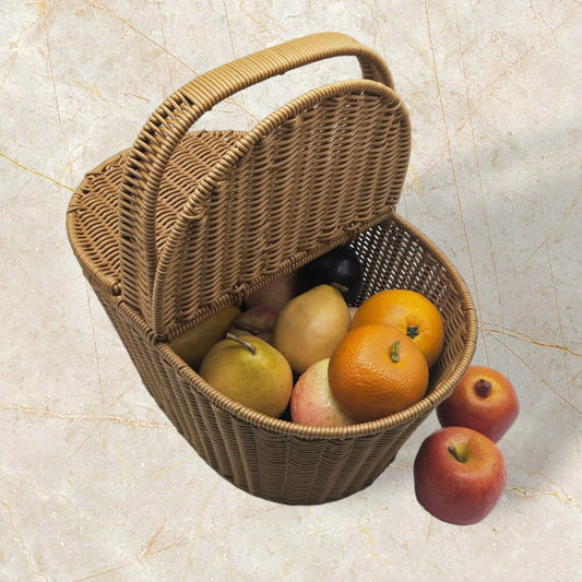 Handwoven PP Imitation Rattan Woven Picnic Basket