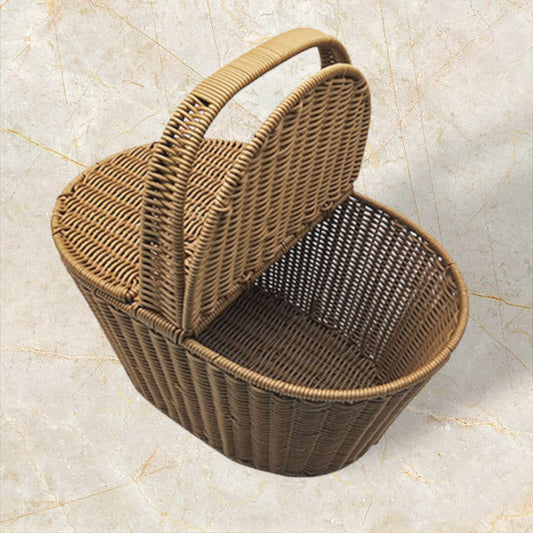 Handwoven PP Imitation Rattan Woven Picnic Basket