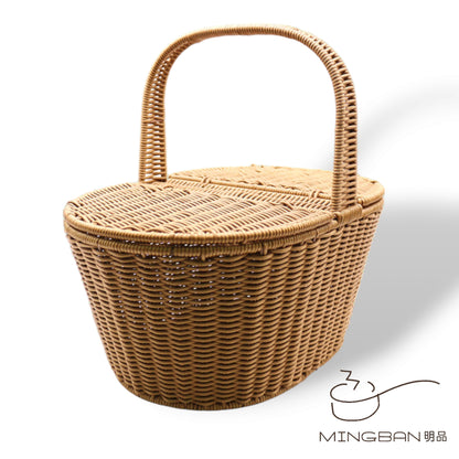 手工編織 PP 仿藤編織野餐手提籃