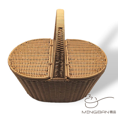 手工編織 PP 仿藤編織野餐手提籃