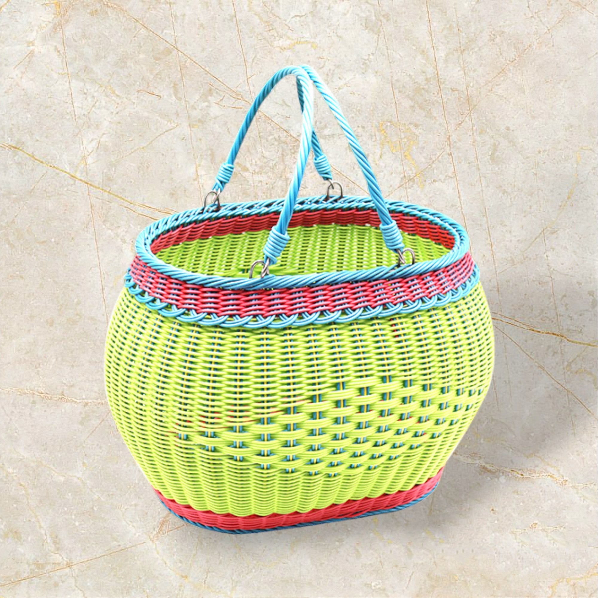 手工編織 PP 仿藤編織野餐手提籃