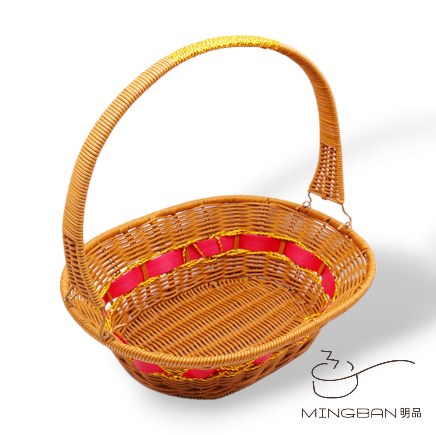 手工編織 PP 仿藤編織野餐手提籃