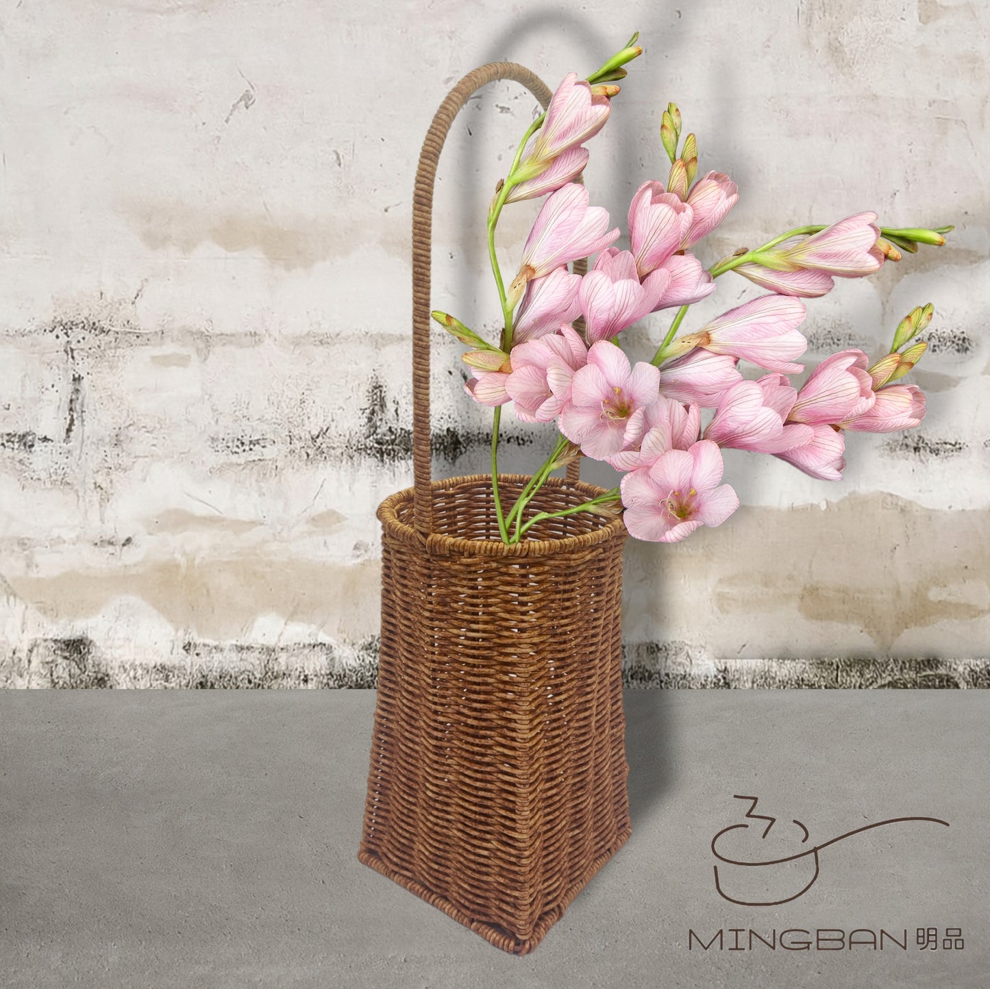 手工編織 PP 仿藤編織手提花籃 伴手禮籃