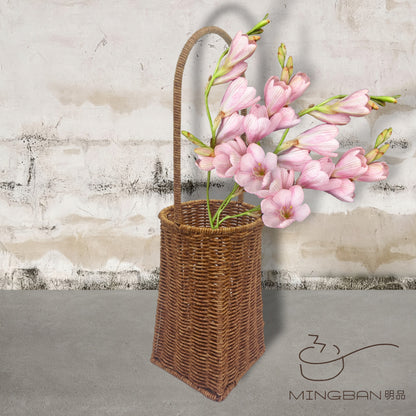 手工編織 PP 仿藤編織手提花籃 伴手禮籃