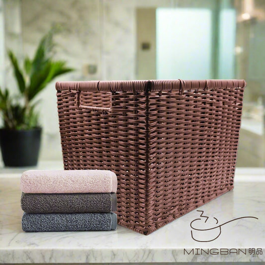 Handwoven PP imitation rattan hotel towel storage basket
