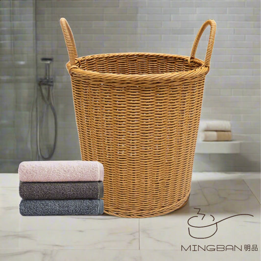 Handwoven PP imitation rattan hotel towel storage basket