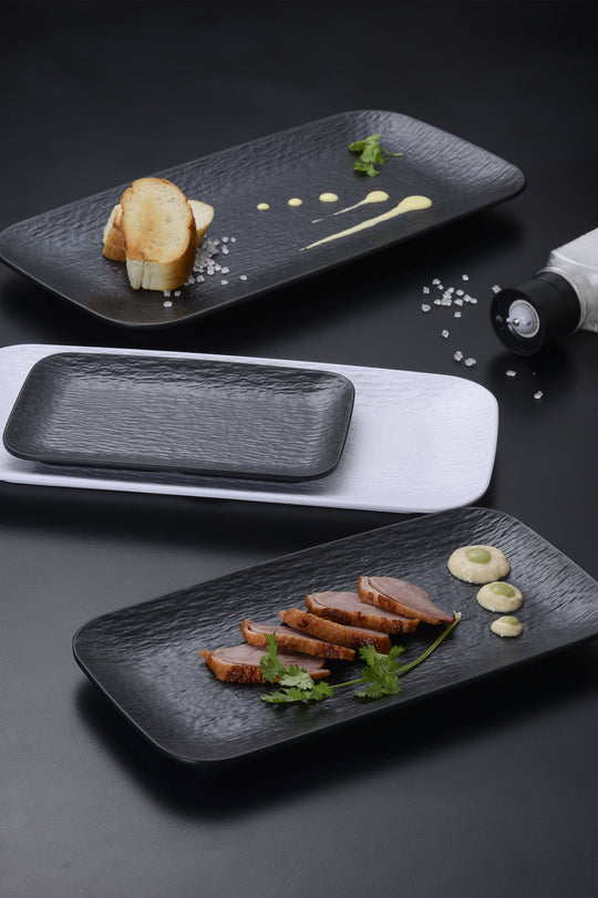 Rock pattern rectangular plate (white)