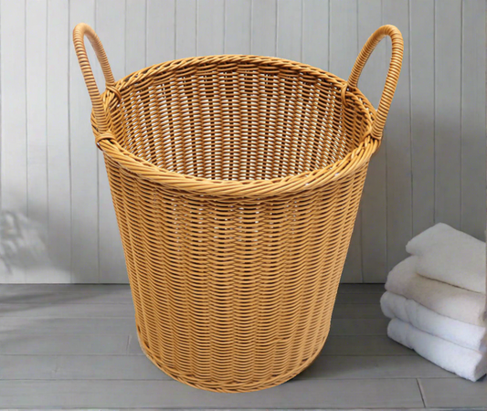 Handwoven PP Rattan Hotel Towel Storage Basket