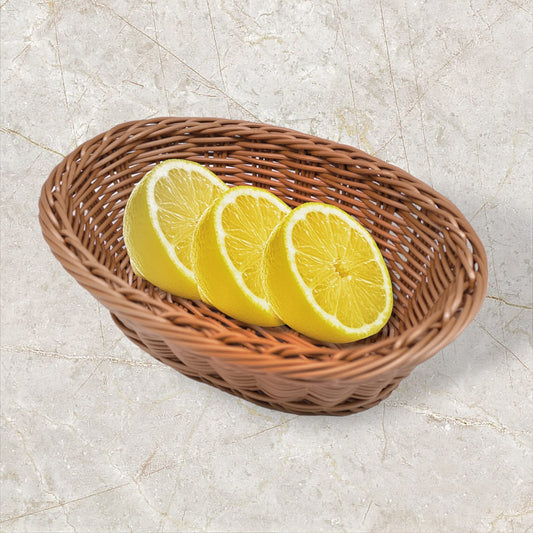 Hand-woven PP imitation rattan woven basket (brown/oval)