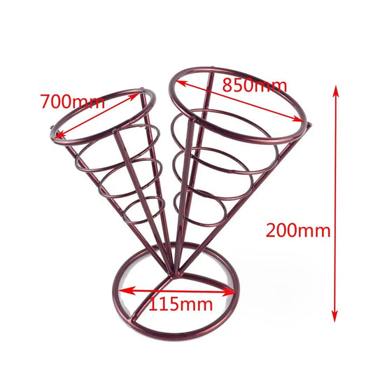 Two Cones Fried Food Display Rack Wire Stand Holder