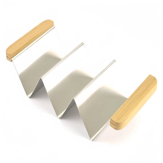 Taco Holder Stand Rack with Wood Handles (Serve 2 - 3 Tacos)
