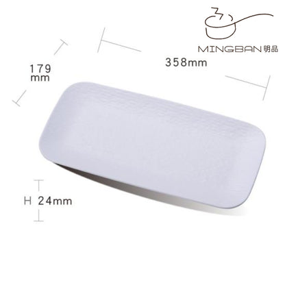 14" Melamine Rectangle Plate (White)