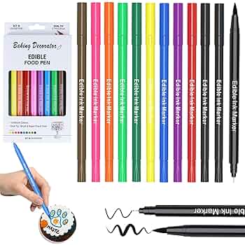 Edible Writing Pen (Dual-Tip 0.7mm & Brush / Pack of 10)