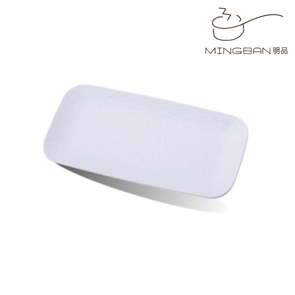 14" Melamine Rectangle Plate (White)