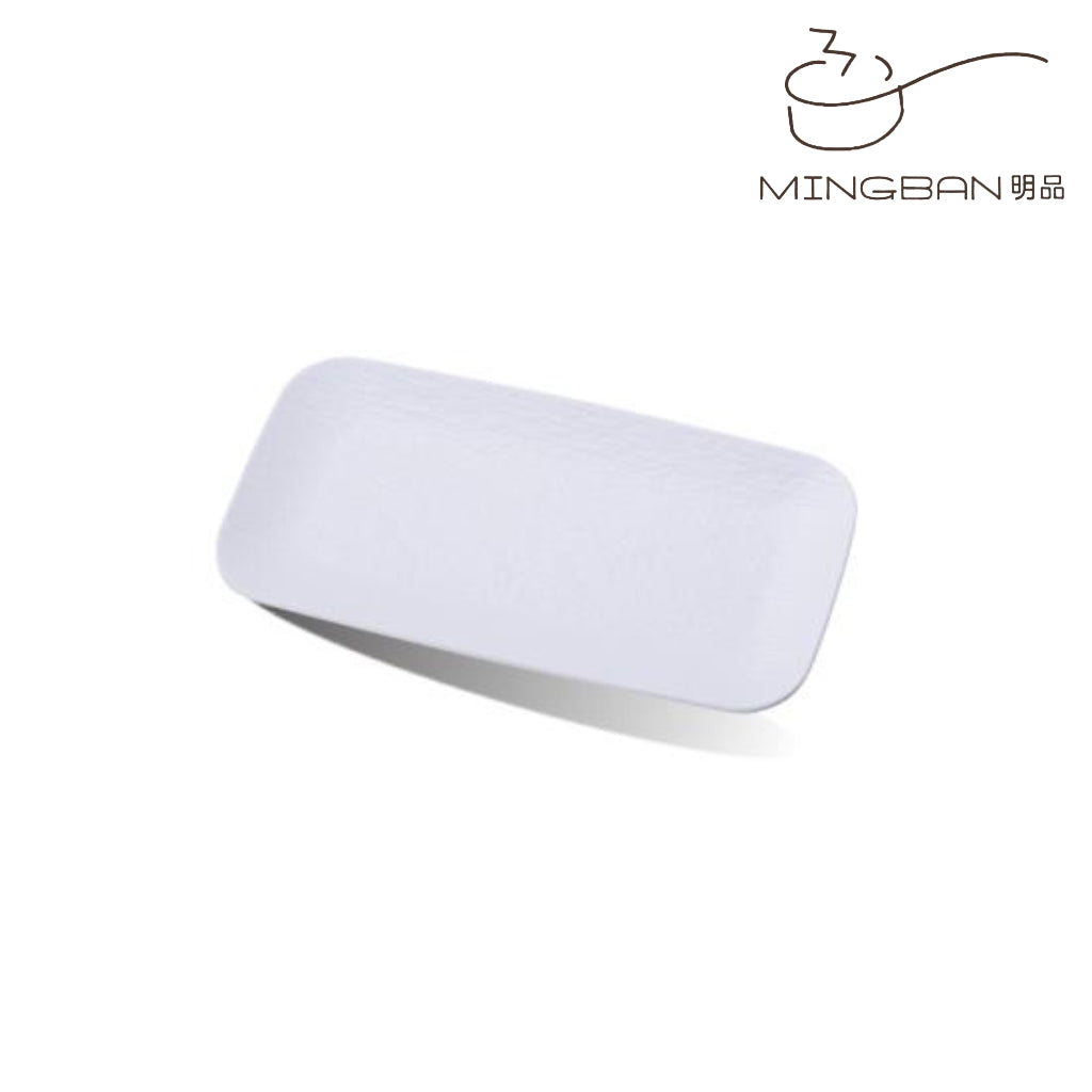 12" Melamine Rectangle Plate (White)