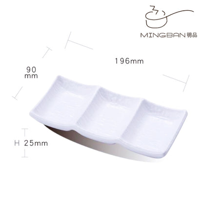 磐石紋三格碟 (白色)