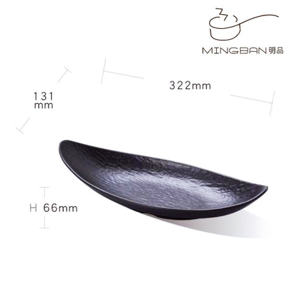 Melamine Boat-Shaped Plate (Black)