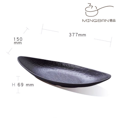 15" Melamine Boat-Shaped Plate (Black)