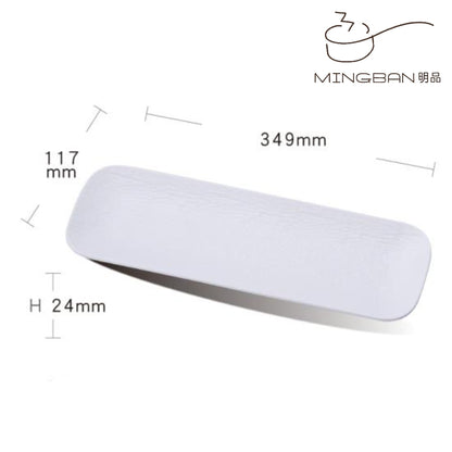 14" Melamine Rectangle Plate (White)