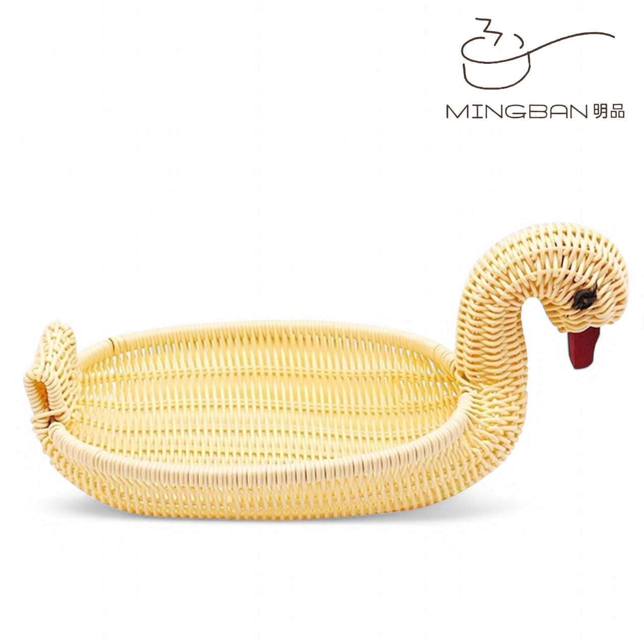 手工編織 PP 仿藤製鵝形小吃籃