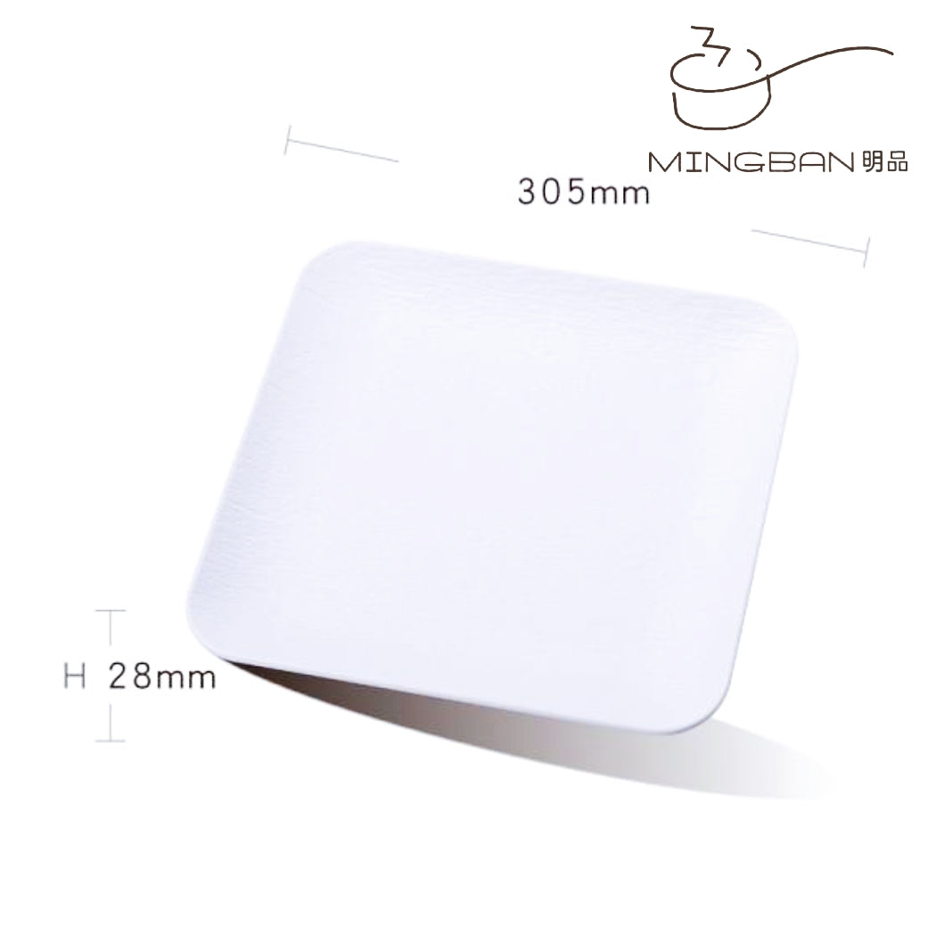 12" Melamine Square Plate (White)