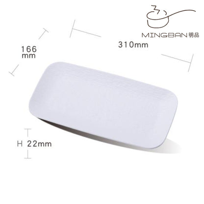 12" Melamine Rectangle Plate (White)