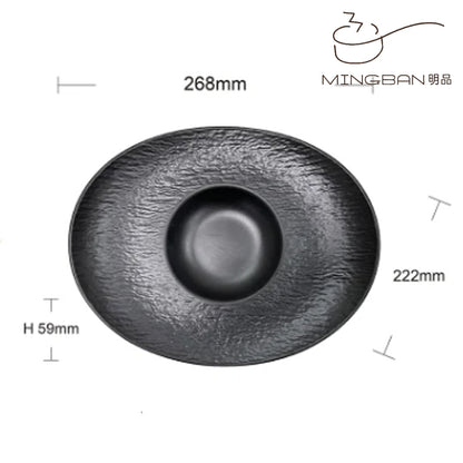 Rock pattern hat-shaped plate (white)