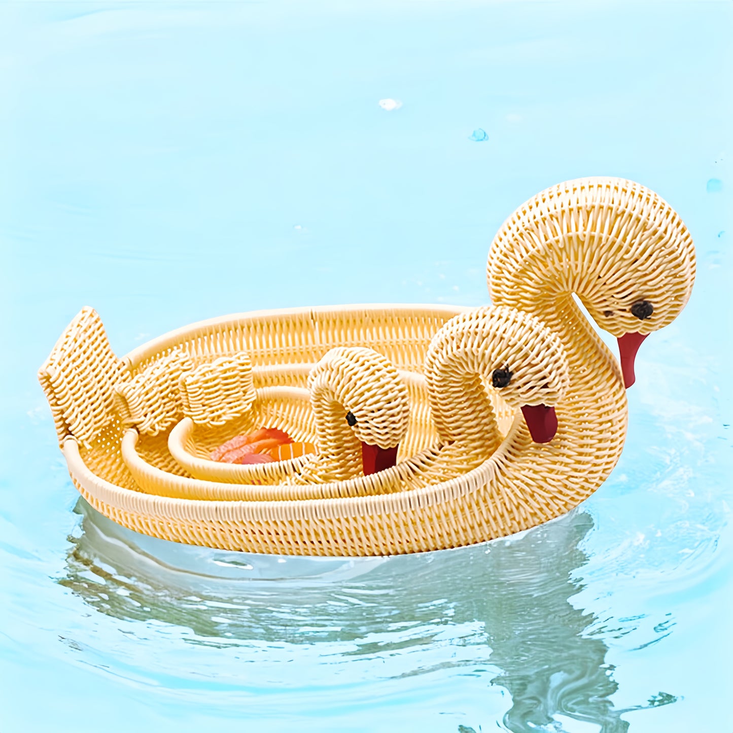 手工編織 PP 仿藤製鵝形小吃籃