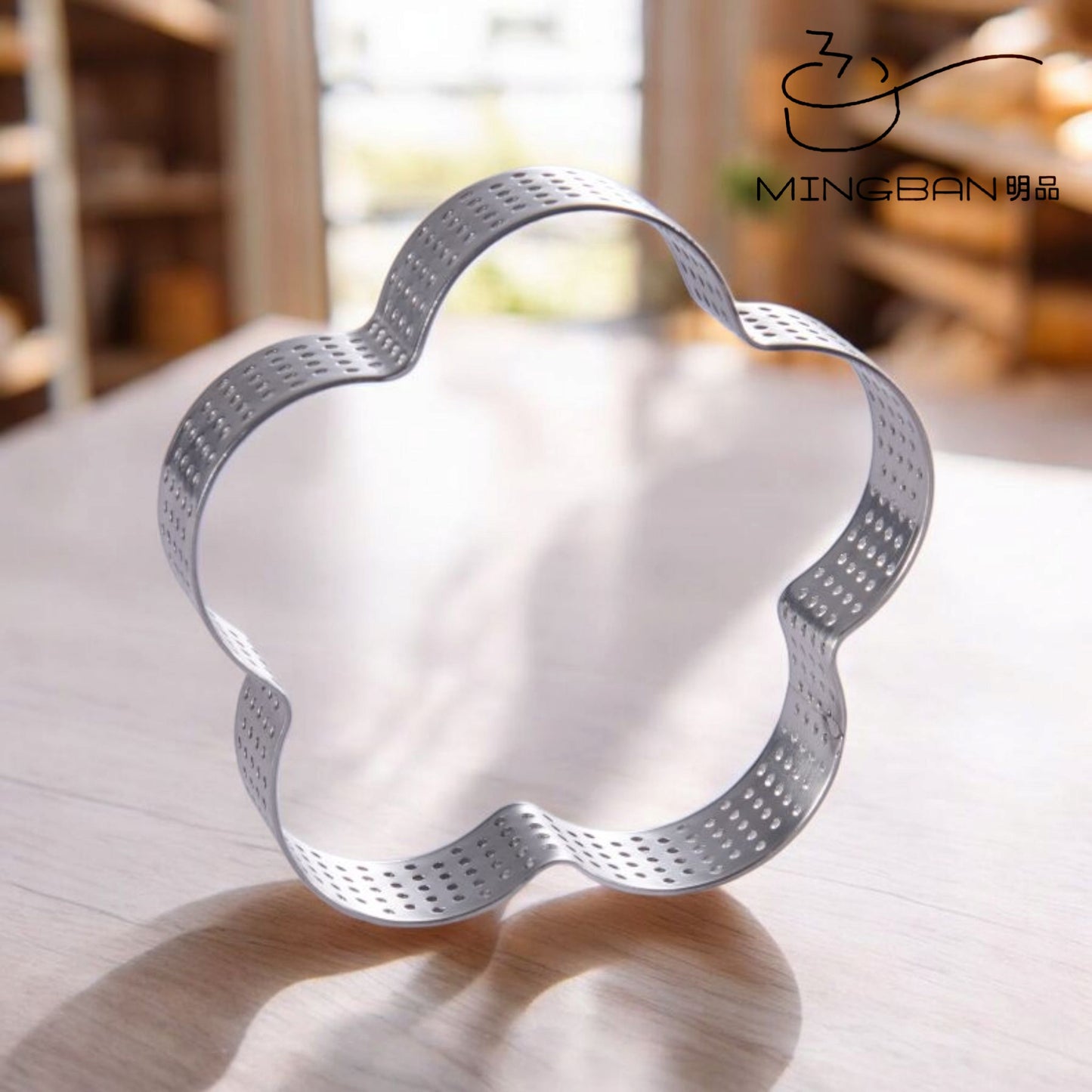 Plum Flower Shape Perforated Tart Ring (7/9/10/14/16/18/20cm x H2cm)