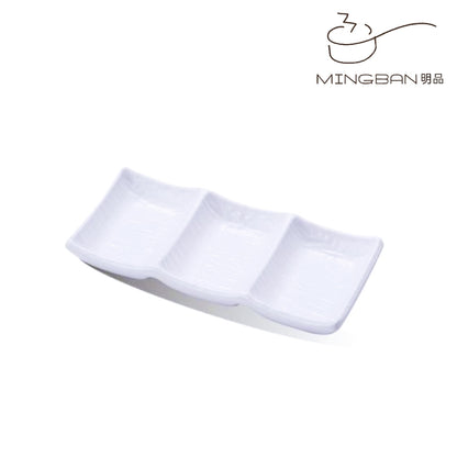 磐石紋三格碟 (白色)