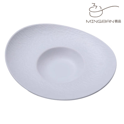Rock pattern hat-shaped plate (white)