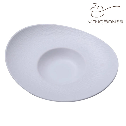 Rock pattern hat-shaped plate (white)