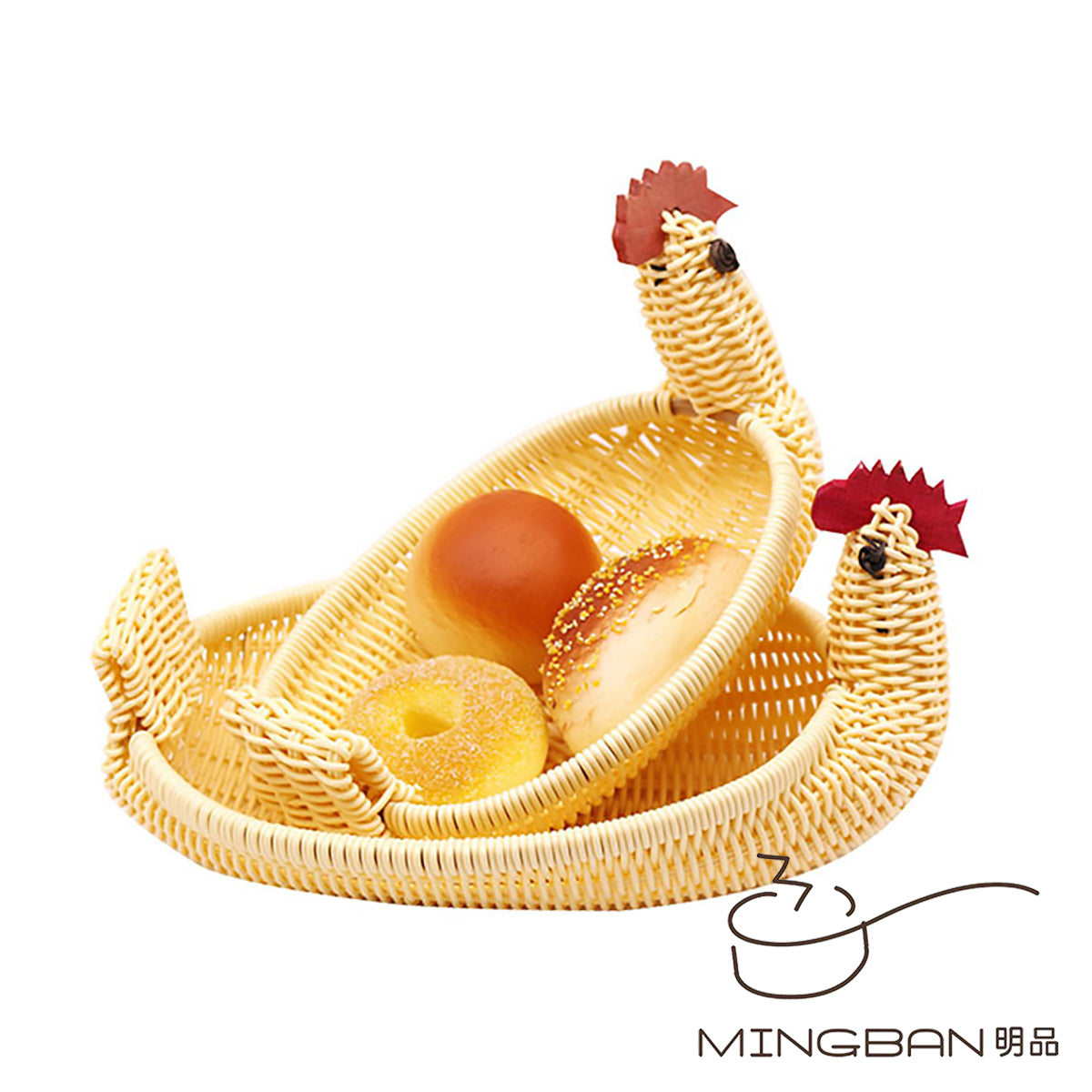 Handwoven PP Rattan Chicken Shaped Snack Basket