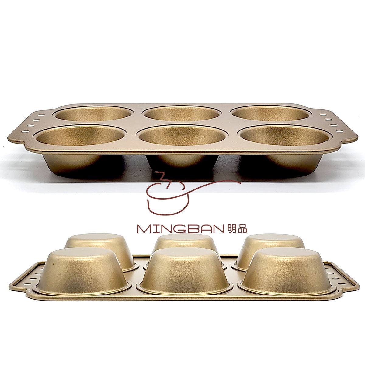 6 Cavity Muffin Baking Cake Mold Baking Pan (Gold)