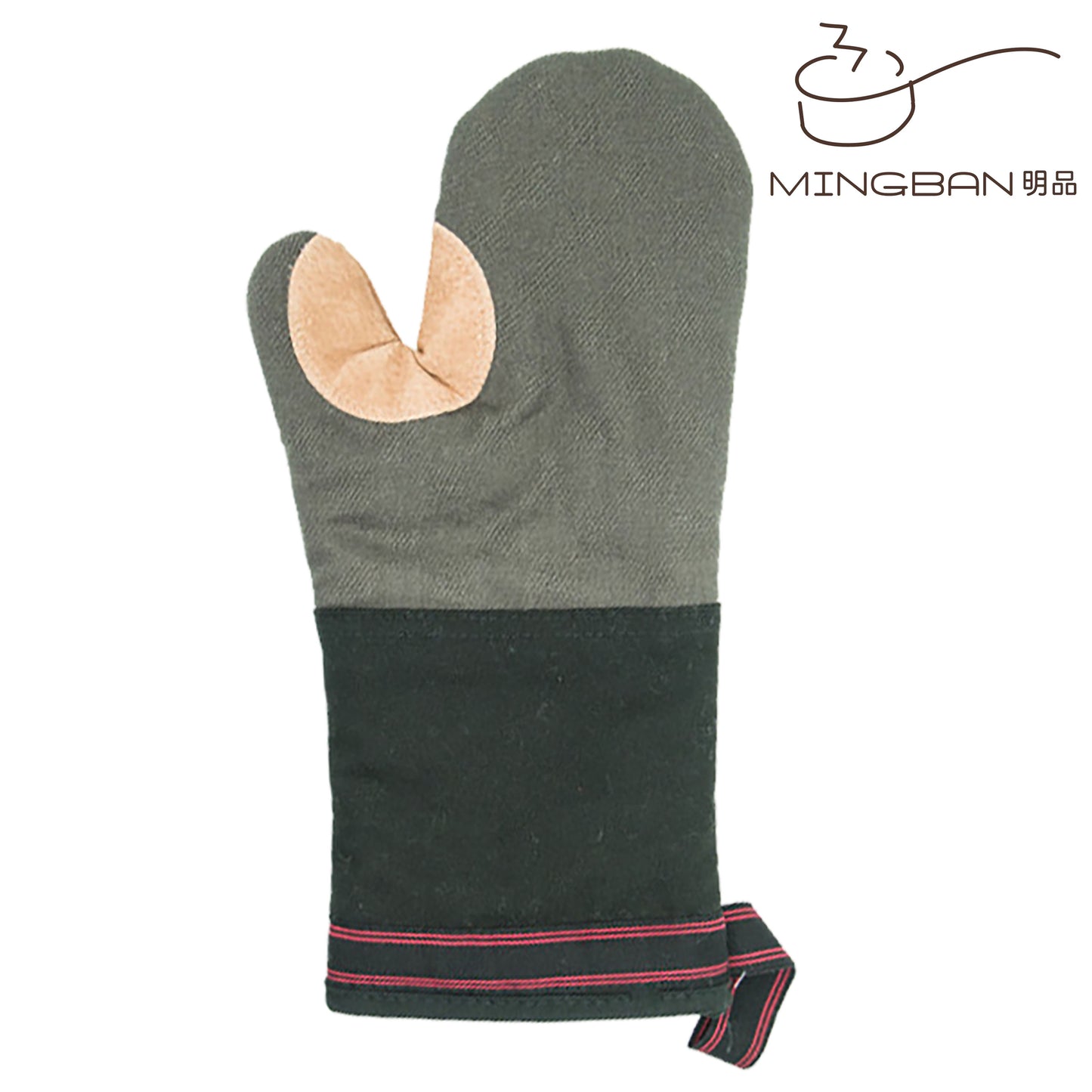 Oven Mitt - Coarse Canvas + Leather Terry Cloth (Thumb Area)