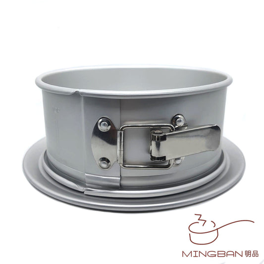 8" Stainless Steel Buckle Round Cake Mold (Removable Bottom Plate / Anodized)
