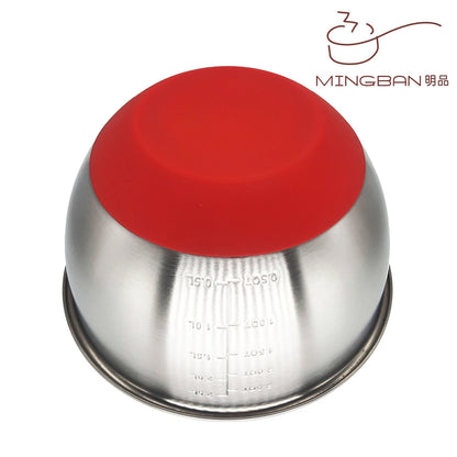20cm Mixing Bowl with Non-Slip Silicone Base and Internal Measurements- 0.5L, 1.0L, 1.5L, 2.0L, 2.5L