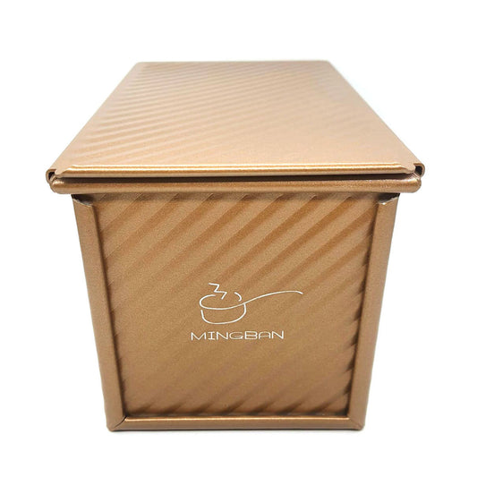 450g non-stick coated toast box with lid (gold/anodized/corrugated)