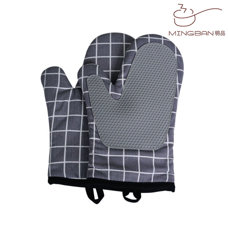 Cotton & Silicone Gloves - 1 Pair / Gray Checkered