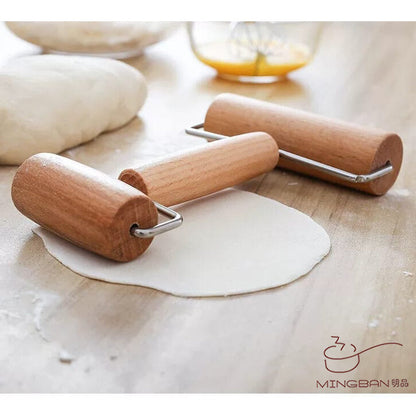 雙頭木製手動迷你麵團滾輪