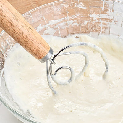 10-inch Danish wooden handle flour/dough mixer