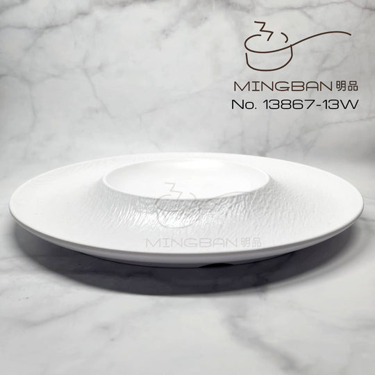13" deep stone plate (white)