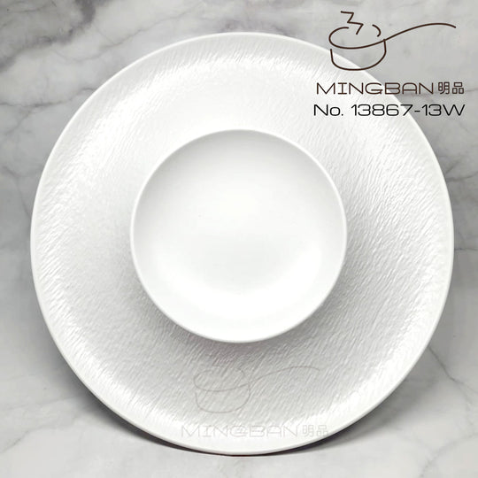 13" deep stone plate (white)