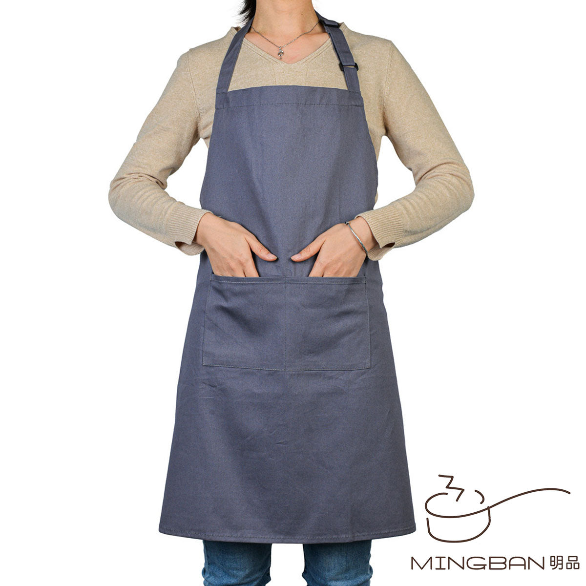 Waterproof, Oil-Proof and Dirt-Resistant Cotton Apron with pocket - Gray