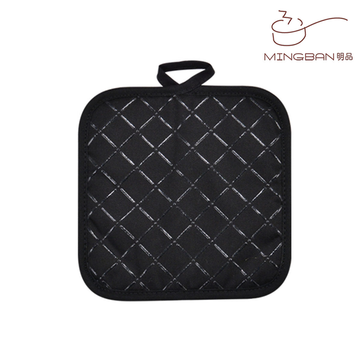 Checkered Silicone Strip Potholder Pad - Black