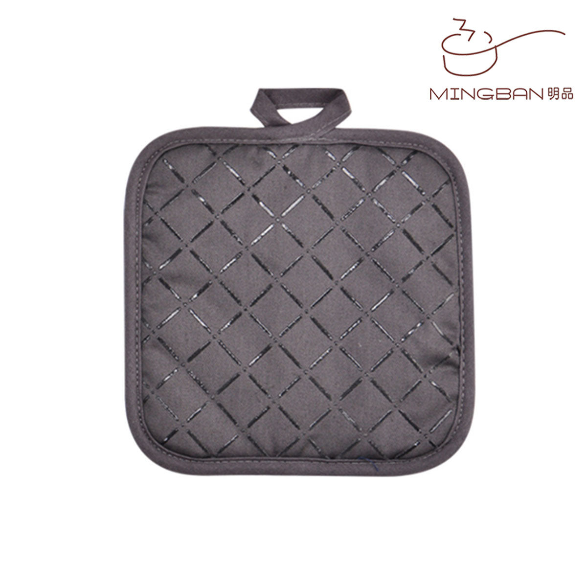 Checkered Silicone Strip Potholder Pad - Grey