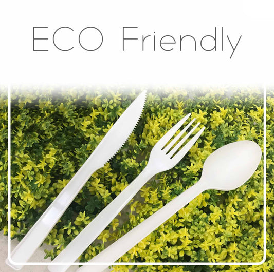 16.5cm CPLA Disposable Environmentally Friendly Cutlery (Spoon/Fork/Knife)