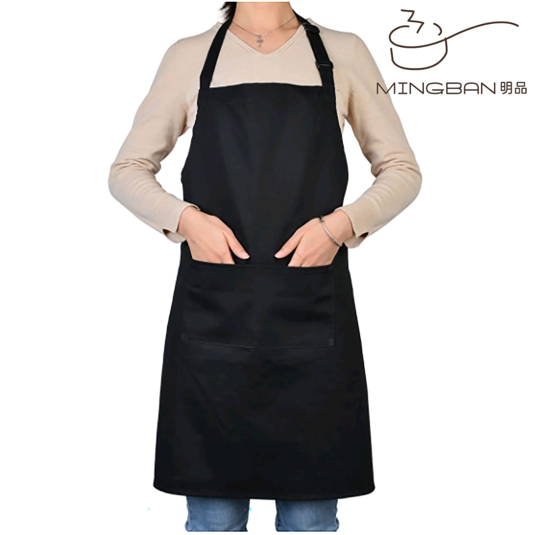 Waterproof, Oil-Proof and Dirt-Resistant Cotton Apron with pocket - Black