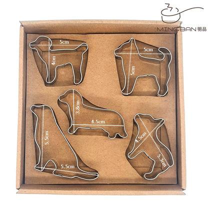 5-Pack Stainless Steel Cookie Cutters - Dogs