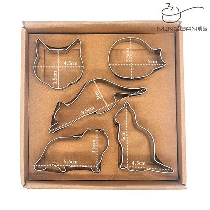 5件裝 不銹鋼曲奇模 - 貓咪 / A款